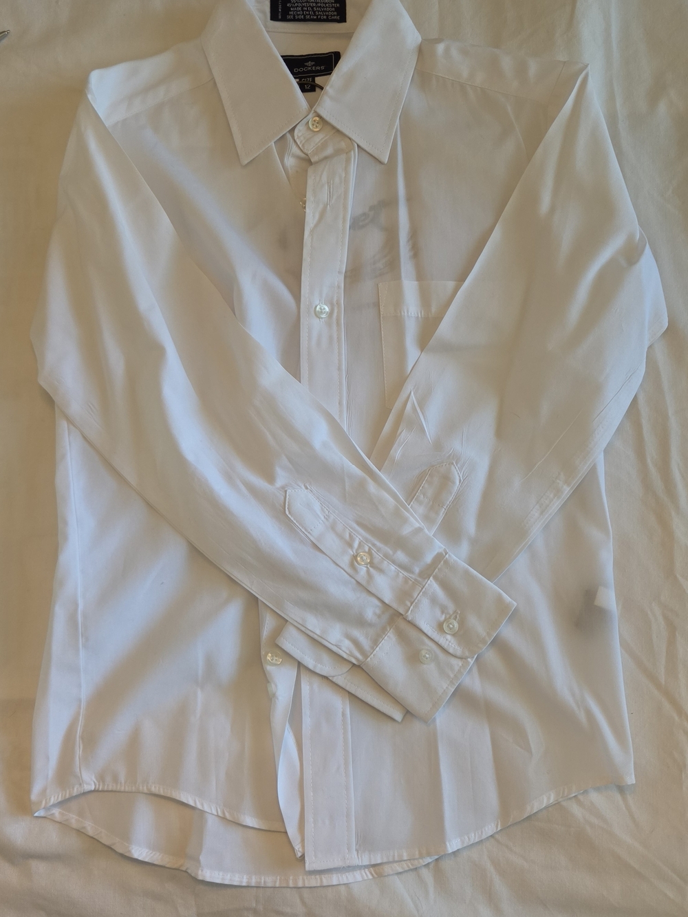 Dockers Boys White Button-Up Dress Shirt - Size 12